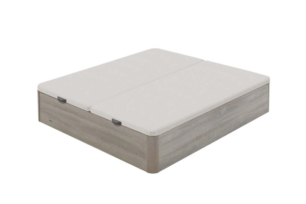Le lit coffre gris strié apportera de la modernité à votre chambre.