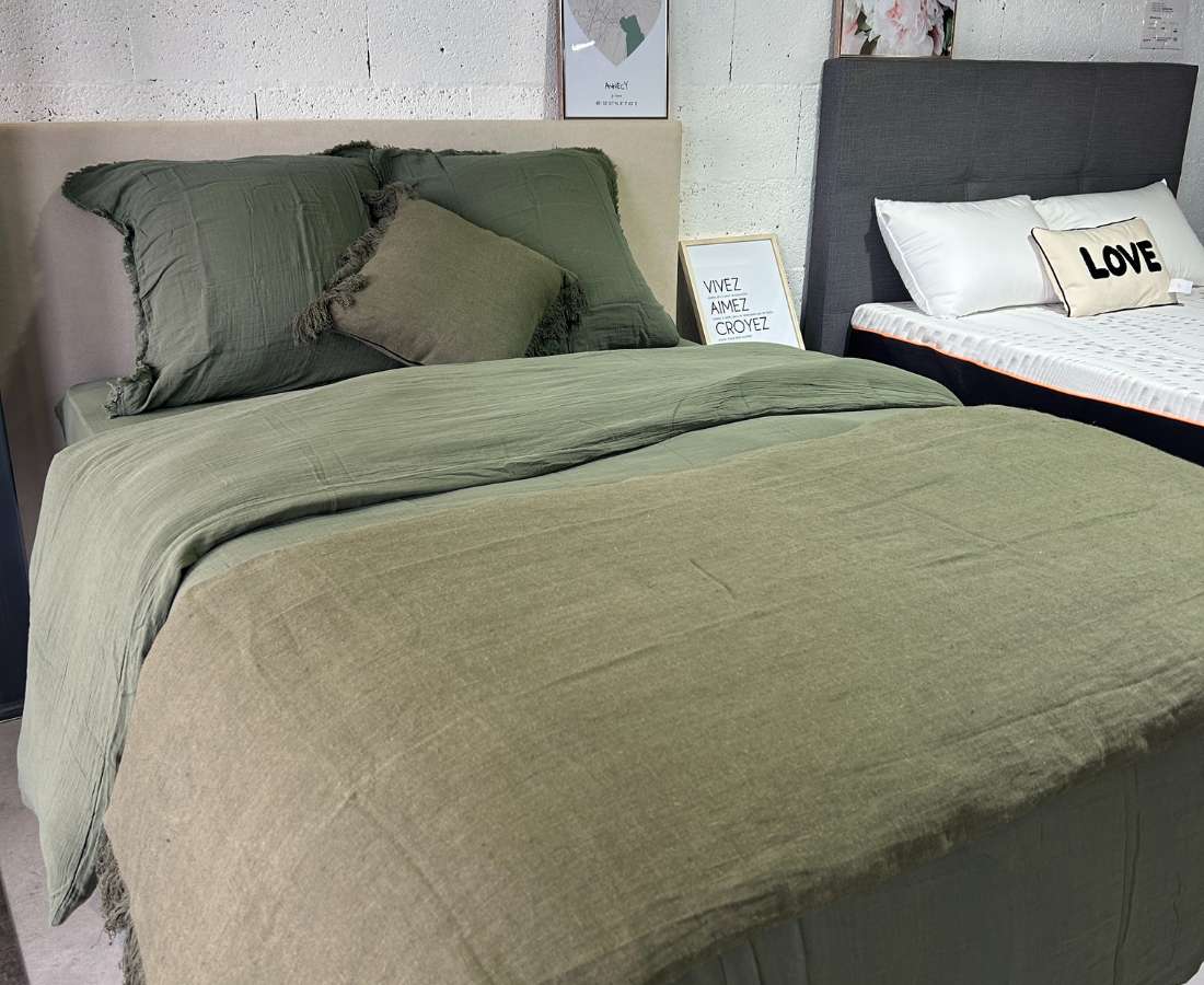 Drap 100% gaze de coton -KAKI- Dépôt literie concept