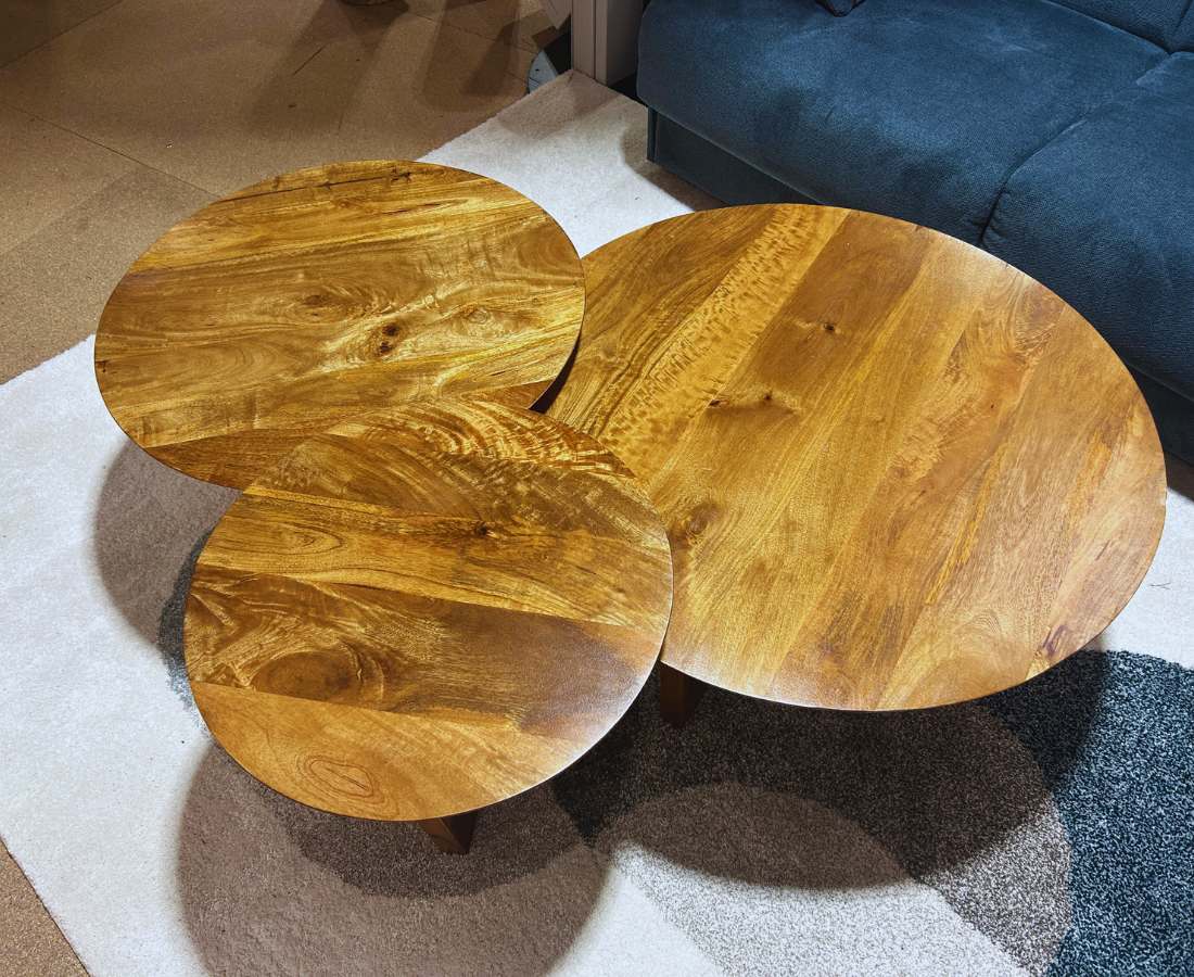 Table basse bois bleu