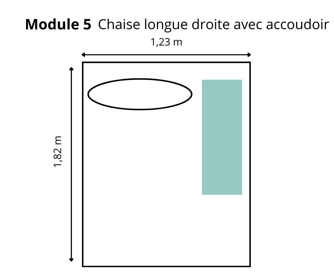 Chaise longue droite avec accoudoir