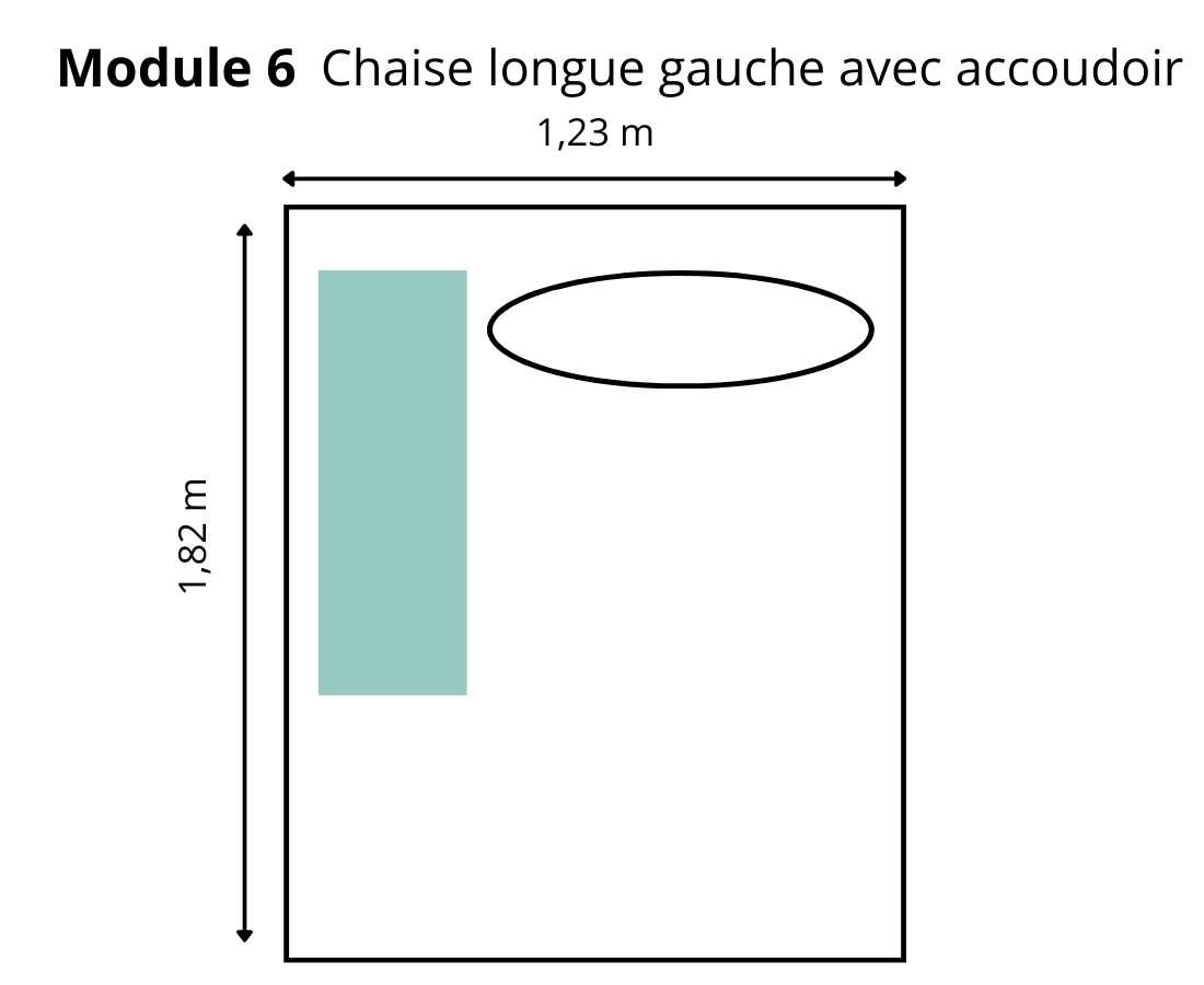 Chaise longue gauche avec accoudoir